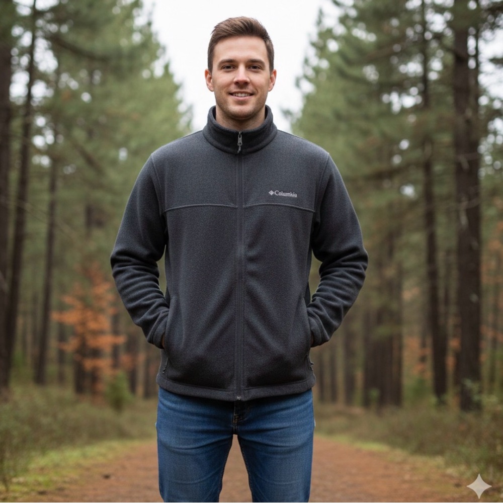 COLUMBIA  UNISEX FLEECE JACKET IN GRAY SIZE EXTRA LARGE